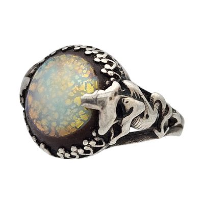 Artisan Sterling Opal Eyeball Ring Sz 8 - 7.2g