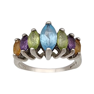 Sterling Multi Stone Ring Sz 6 - 3.2g