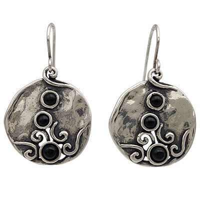 Shablool Didae Israel Sterling Hammered Disc Earrings 7.4g