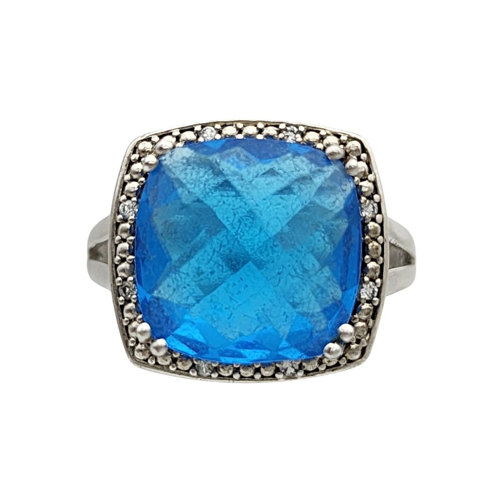 Lot 197: Sterling Blue CZ Ring Sz 9