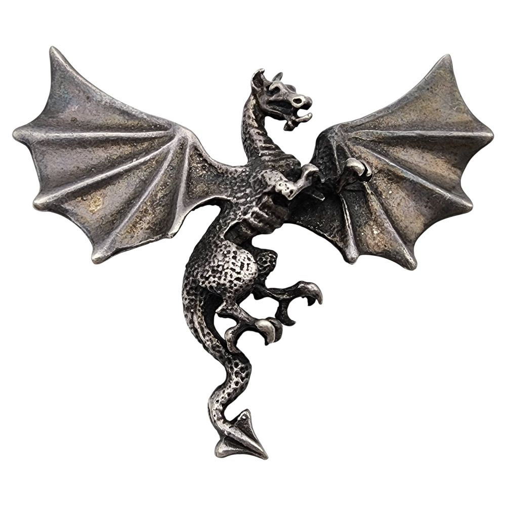 Lot 199: Vintage Sterling Dragon Pendant Brooch