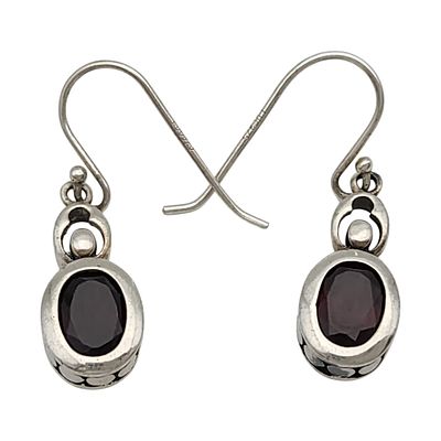 Sterling Garnet Dangle Earrings 3.4g