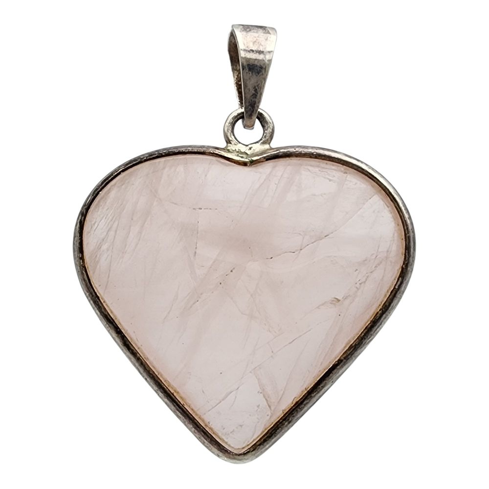 Lot 221: Sterling Rose Quartz Heart Pendant