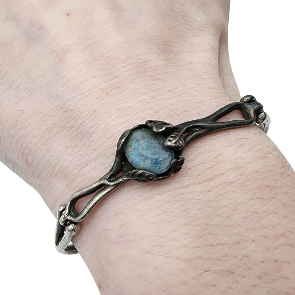 Lot 232: Vintage Sterling Opal Bracelet