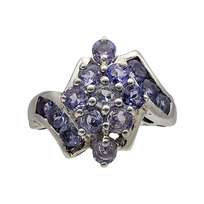 Sterling Iolite Cluster Ring Sz 5 - 2.8g