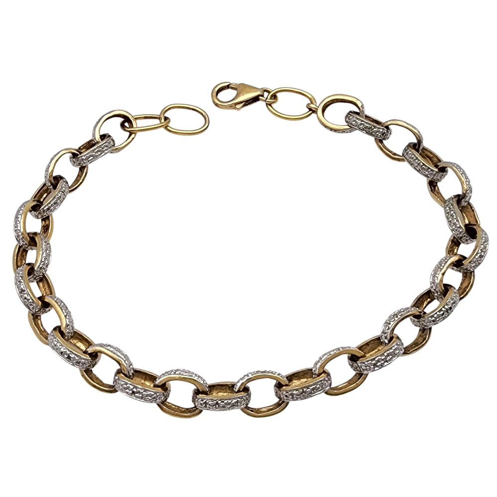 Lot 247: Gold over Sterling Diamond Circle Link Bracelet