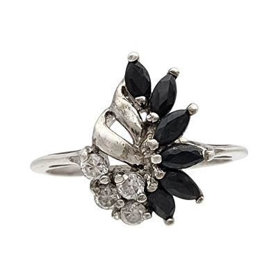 Sterling Sapphire Cluster Ring Sz 9 2.7g