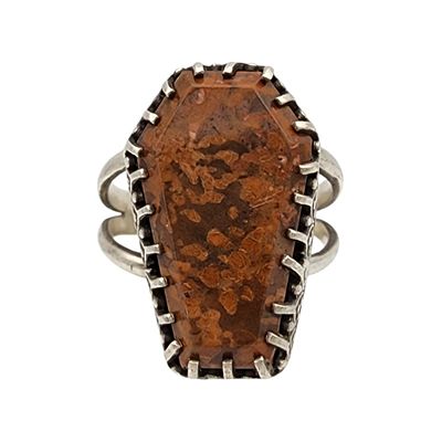 Signed Sterling Jasper Ring Sz 8 - 7.3g