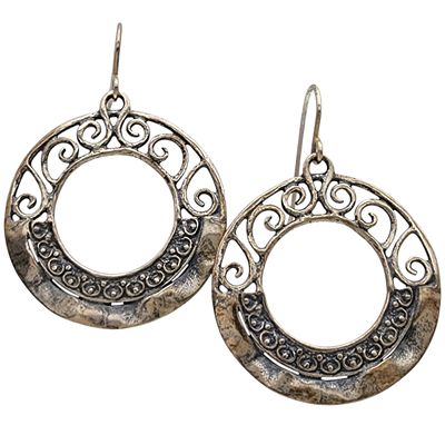 Shablool Didae Sterling Hammered Circle Earrings 6.5g