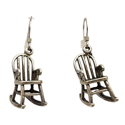 Signed 14k Gold & Sterling Rocking Chair Dangle Earrings 5g - These earrings have not been 