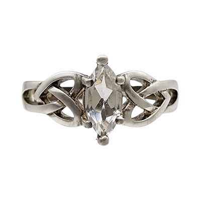 Sterling White Topaz Knot Ring Sz 9 - 3.4g