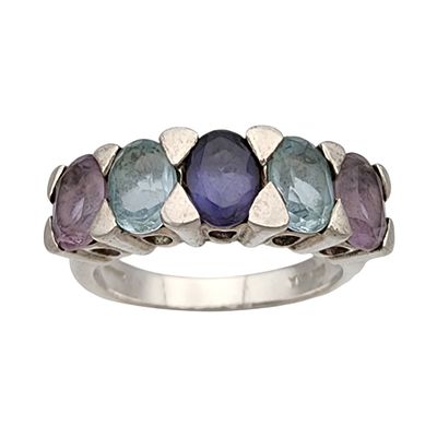 Sterling Amethyst Topaz Iolite Ring Sz 6. Sterling Amethyst Topaz Iolite/Tanzanite Ring Sz 6 4.9g