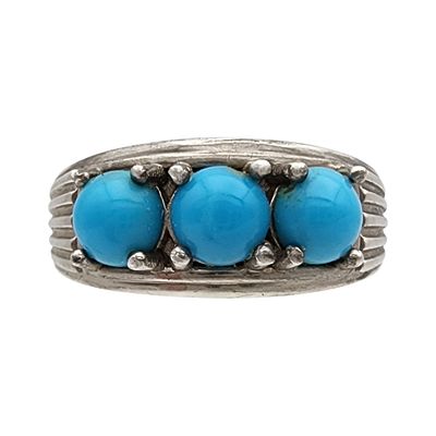 Sterling Turquoise Ring Sz 6.5 - 5.1g