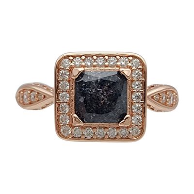 Signed Rose Gold over Sterling Druzy Quartz Ring Sz 11 5.9g