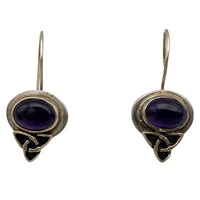 Signed Sterling Amethyst Celtic Knot Earrings 3.1g