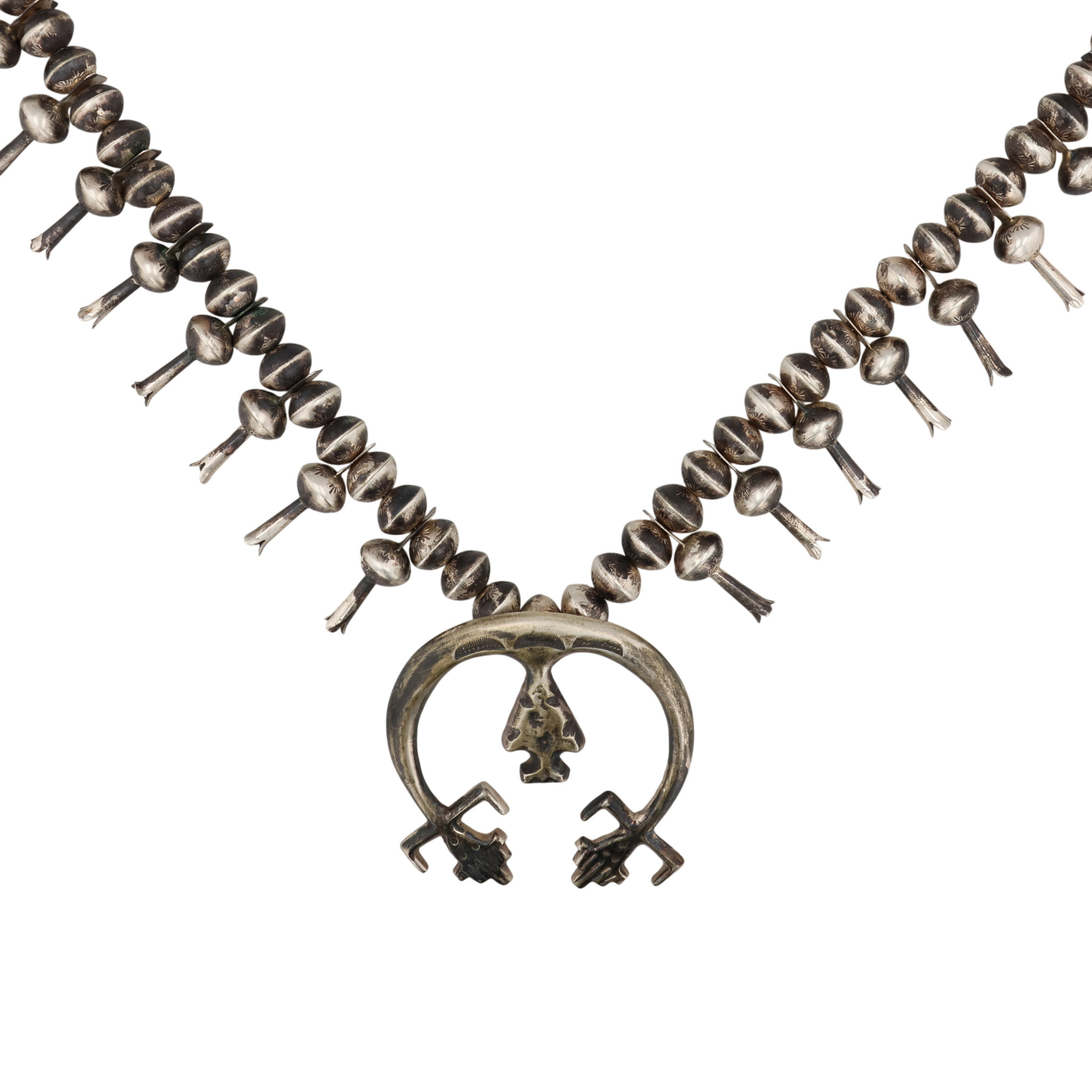 Vintage Navajo Sterling Squash Blossom Necklace