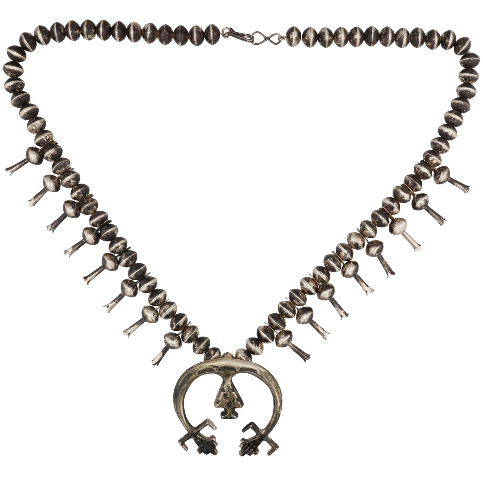 Vintage Navajo Sterling Squash Blossom Necklace