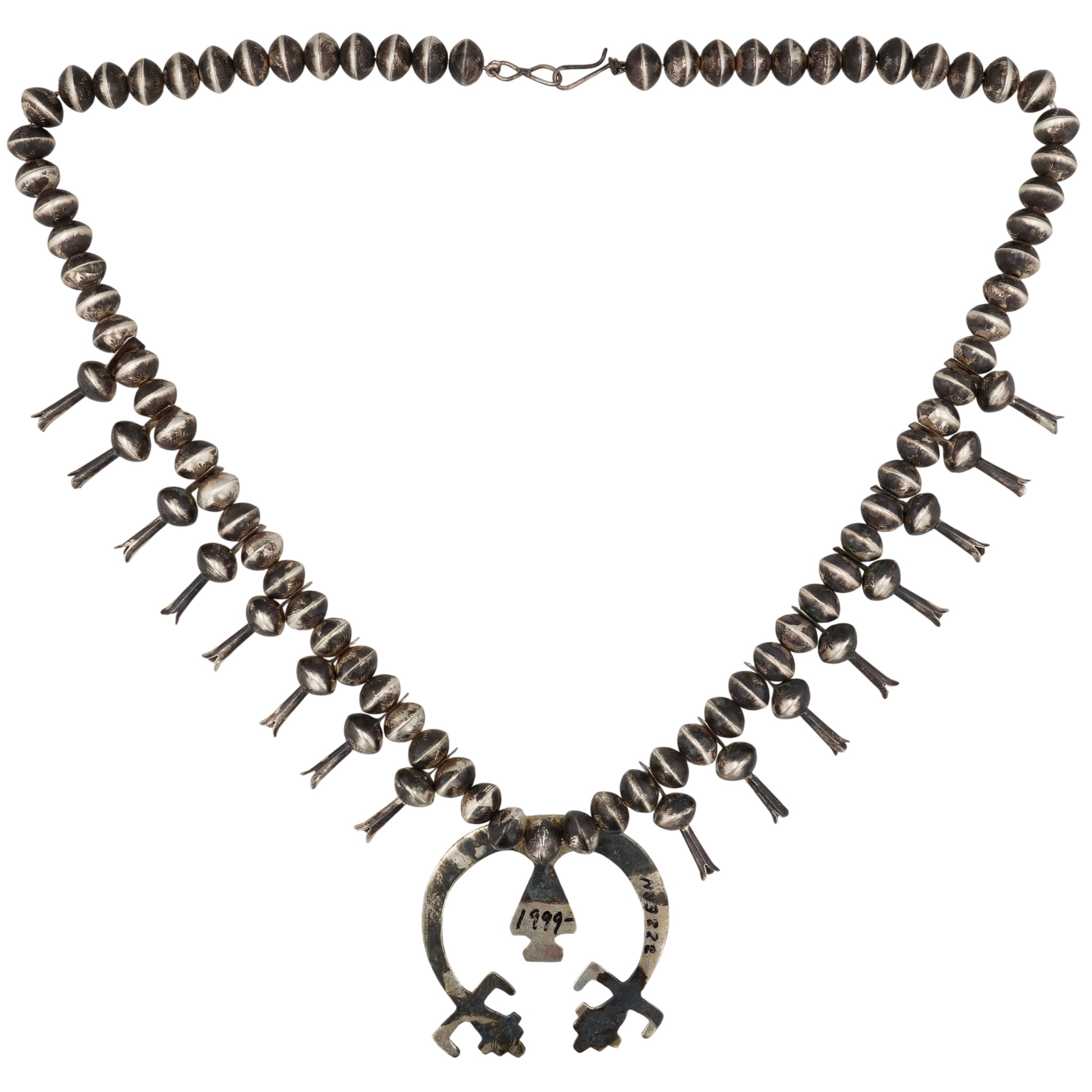 Vintage Navajo Sterling Squash Blossom Necklace
