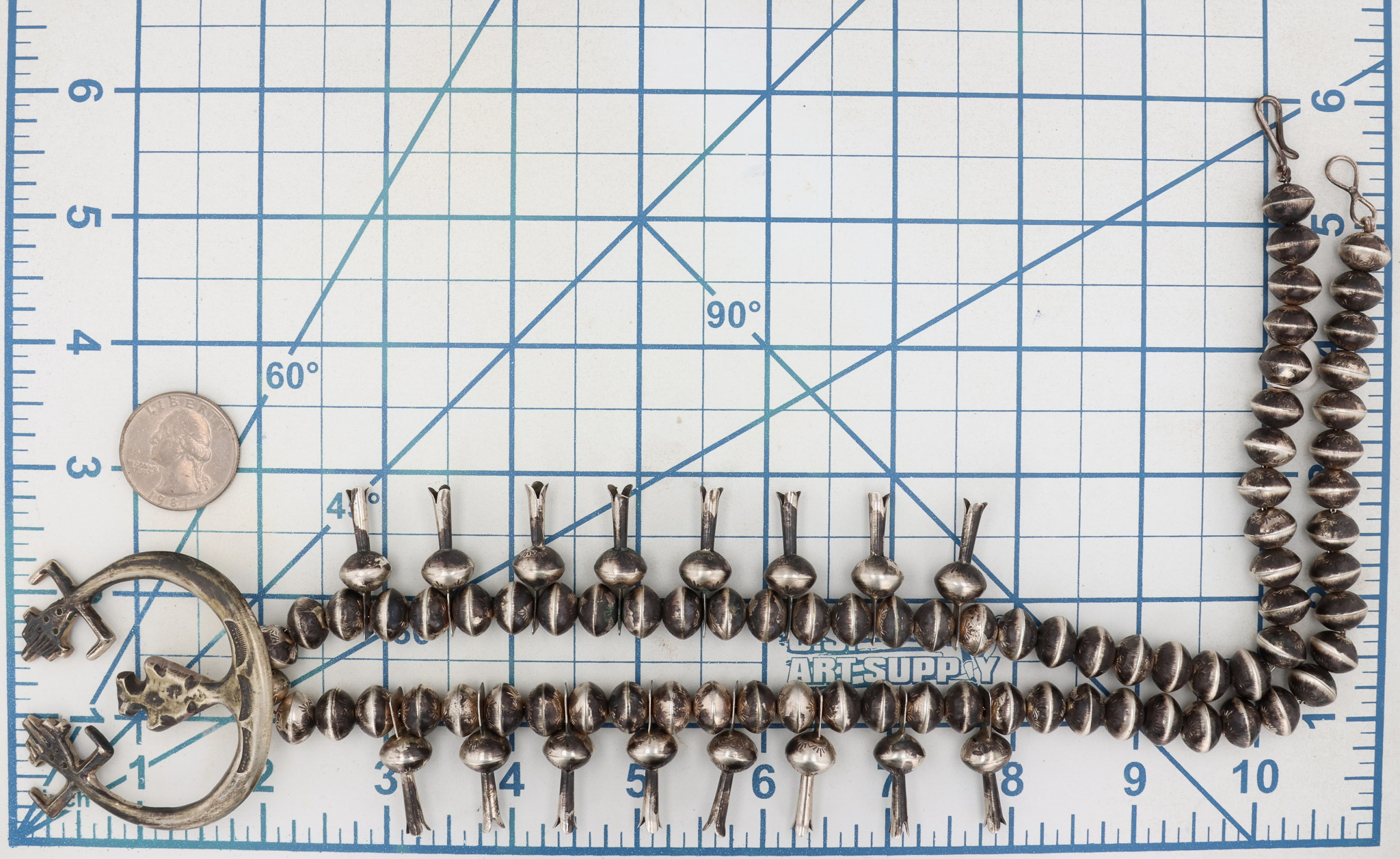 Vintage Navajo Sterling Squash Blossom Necklace
