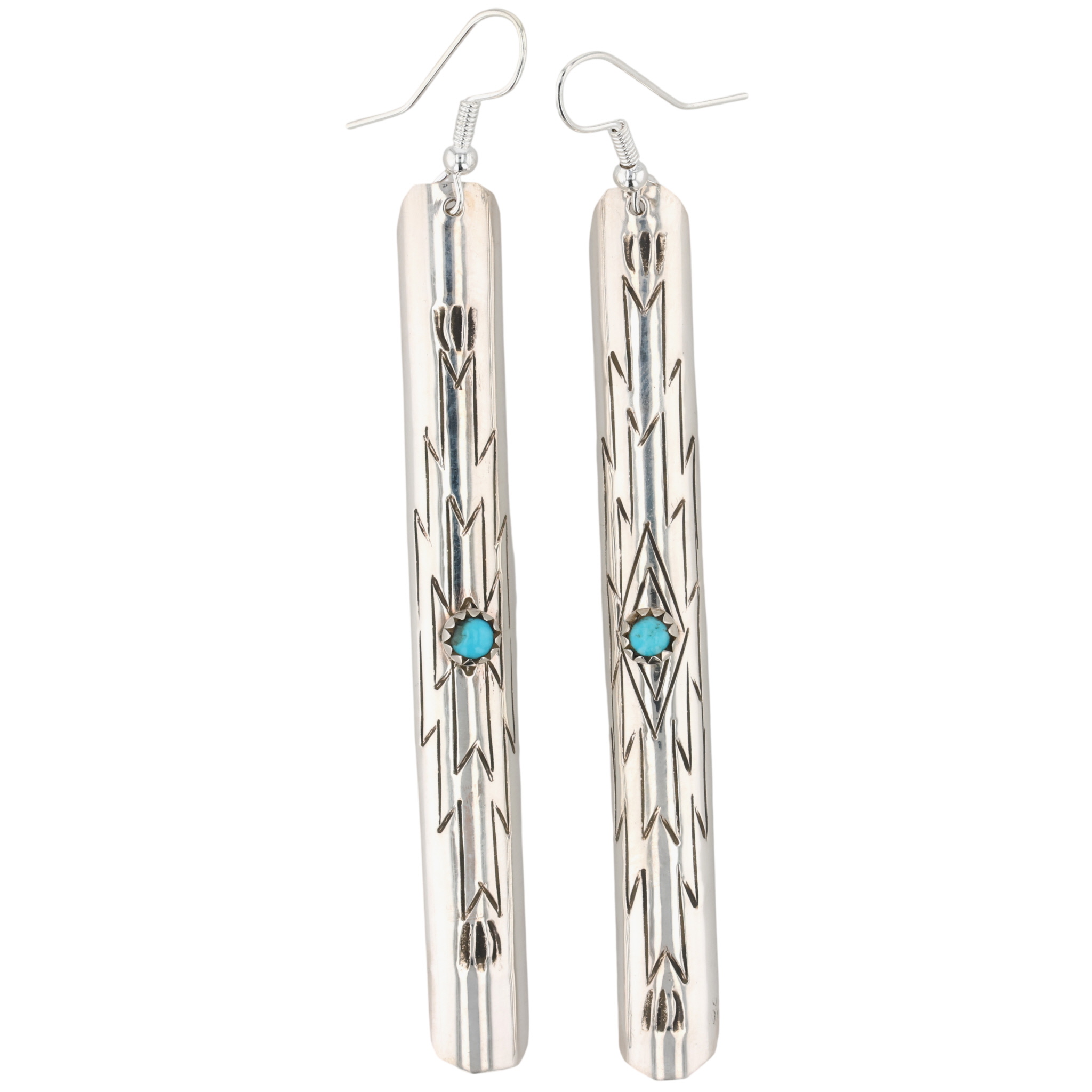 Florence Tahe Navajo Sterling Kingman Turquoise Earrings