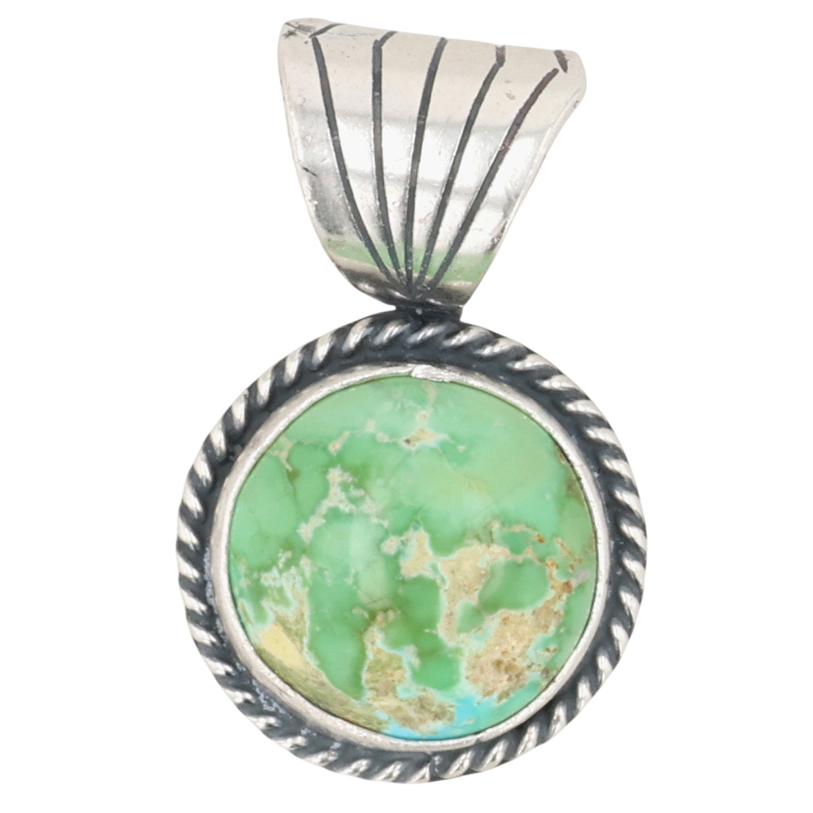 Sharon McCarthy Navajo Sterling Sonoran Gold Turquoise Pendant