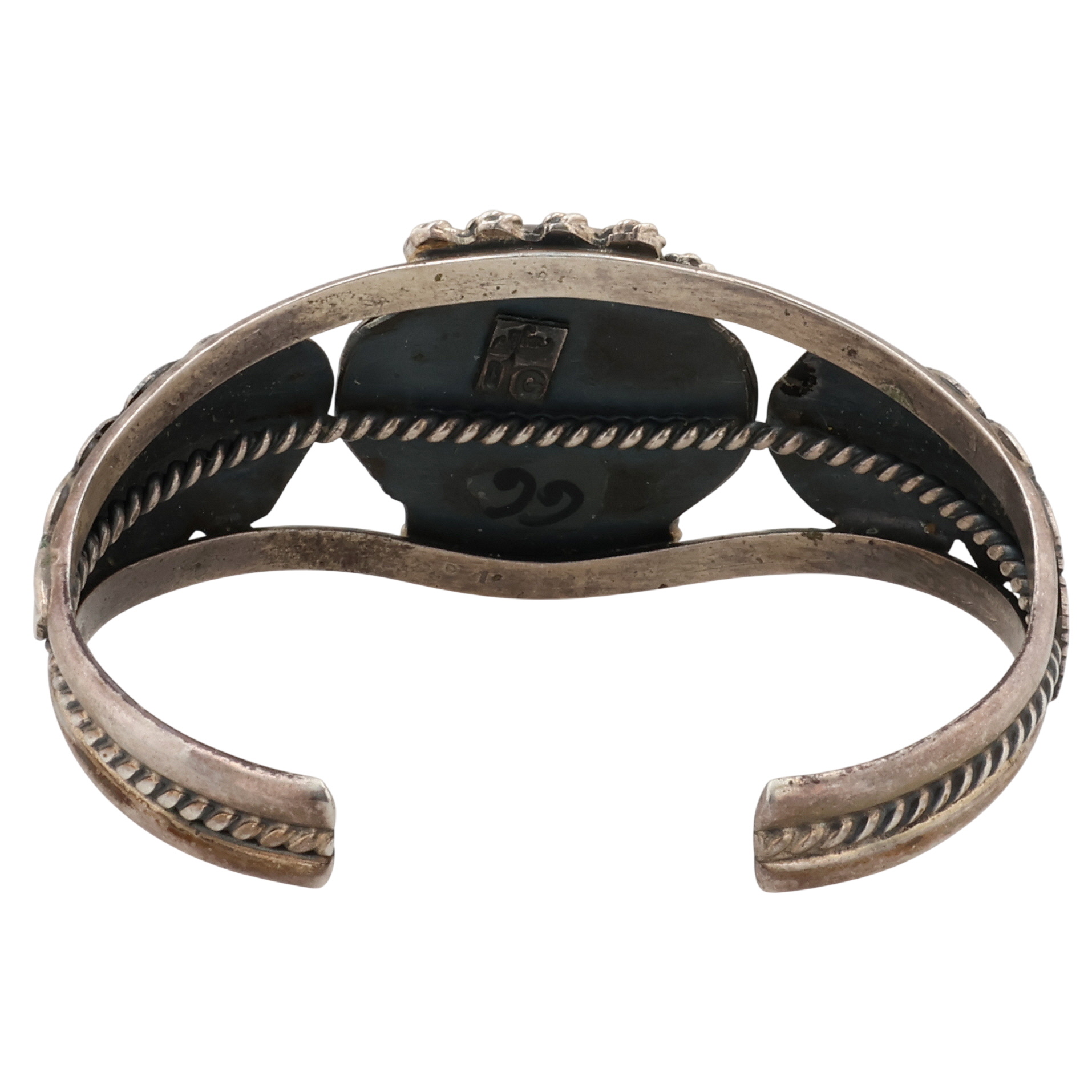 Signed Navajo Sterling Mother of Pearl Cuff Bracelet