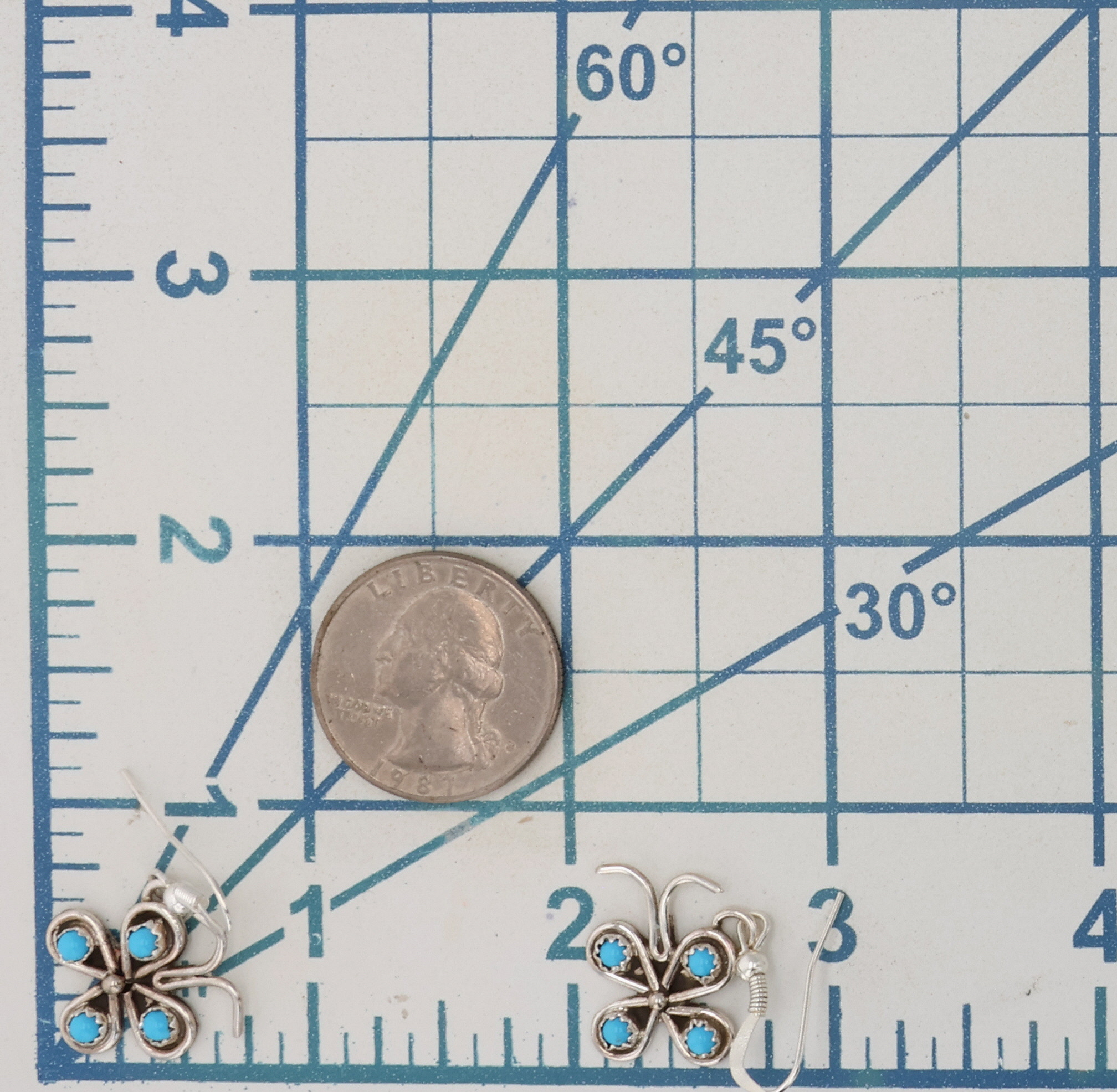 Felicia Charley Navajo Sterling Turquoise Butterfly Earrings