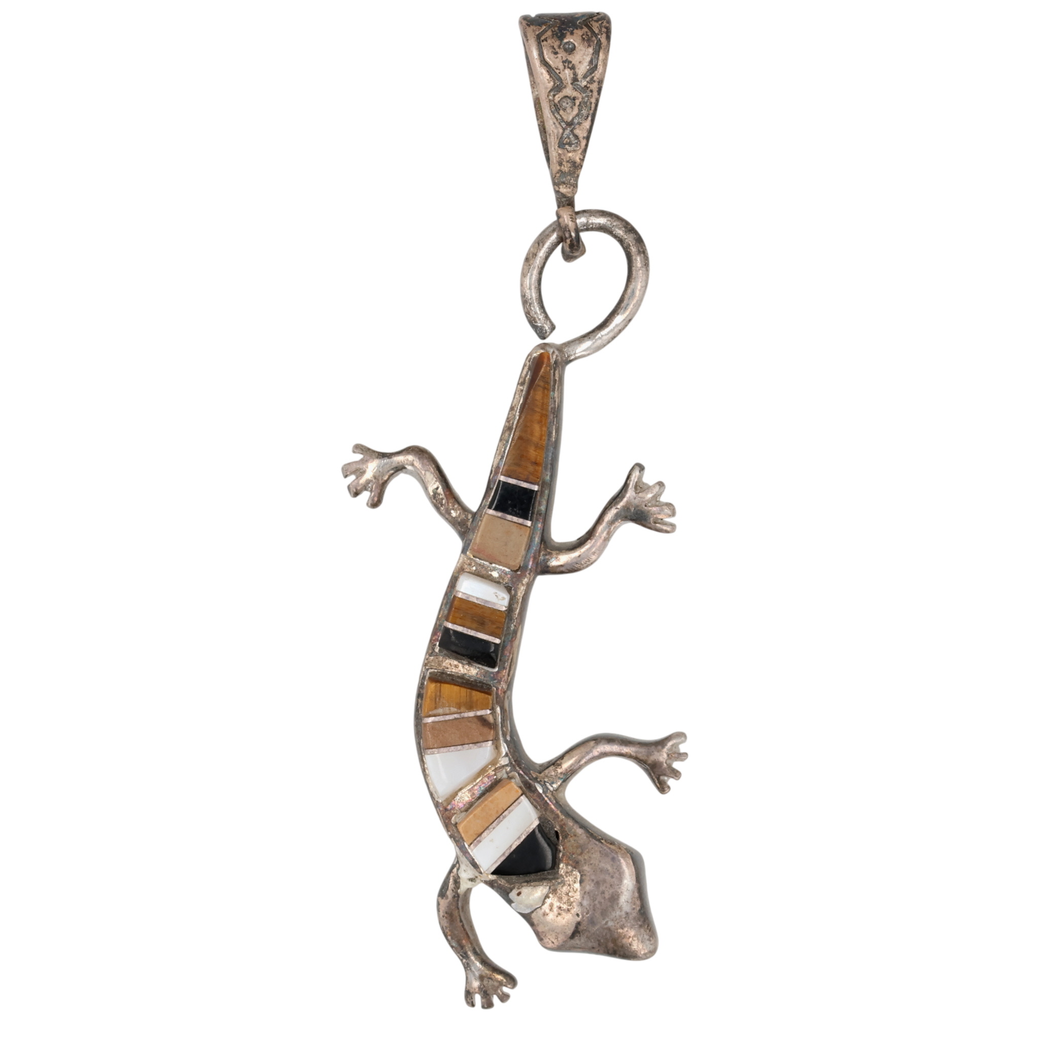 Southwest Sterling Multi-Stone Lizard Pendant
