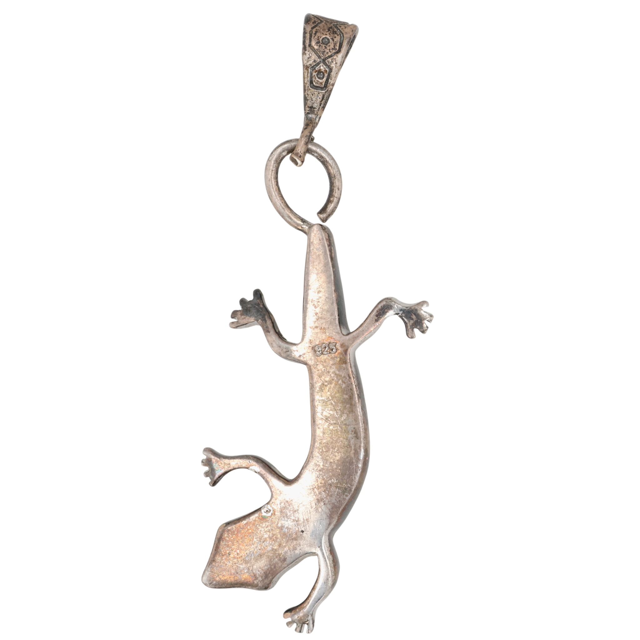 Southwest Sterling Multi-Stone Lizard Pendant