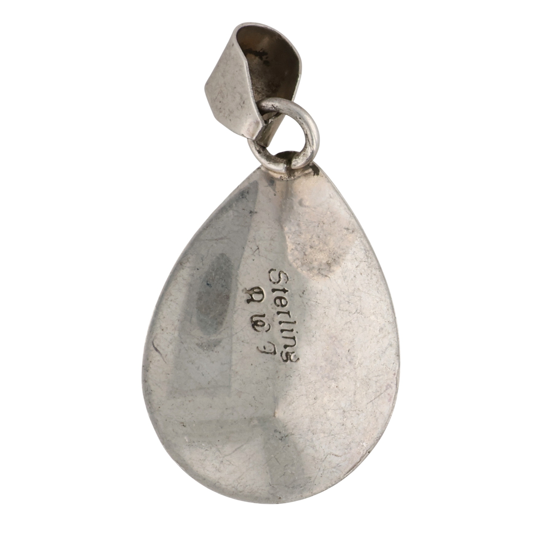 Signed Navajo Sterling Onyx Pendant