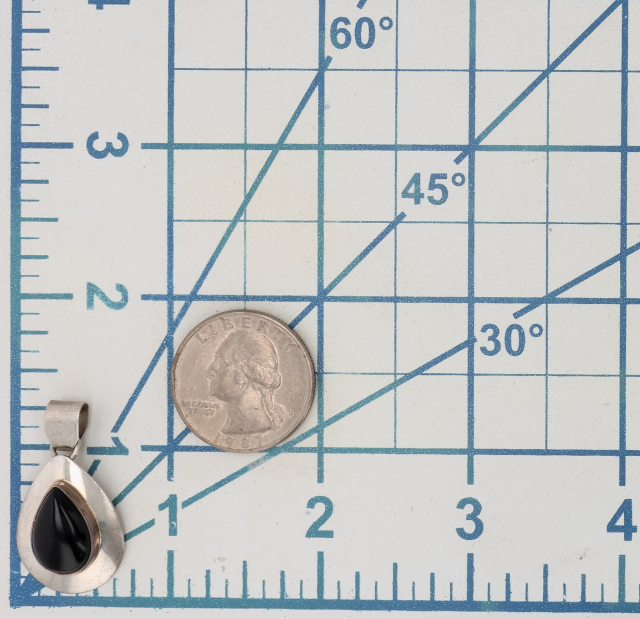 Signed Navajo Sterling Onyx Pendant