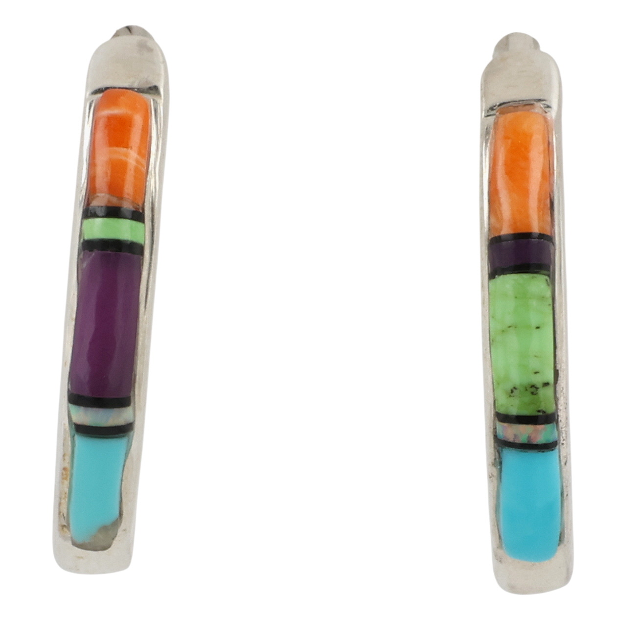 Laura Lincoln Navajo Sterling Multi-Stone Inlay Earrings