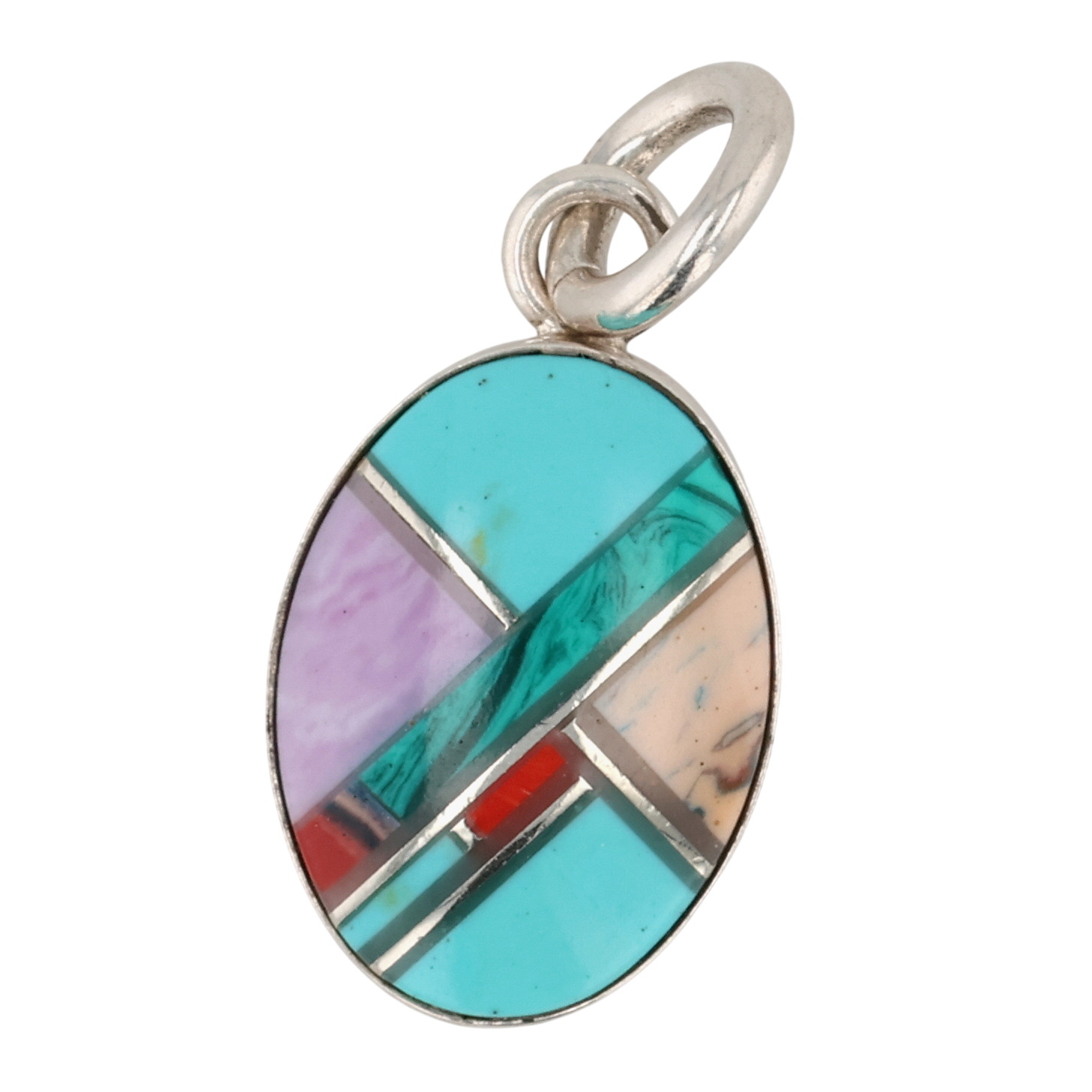 Southwest Sterling Multi-Stone Inlay Pendant