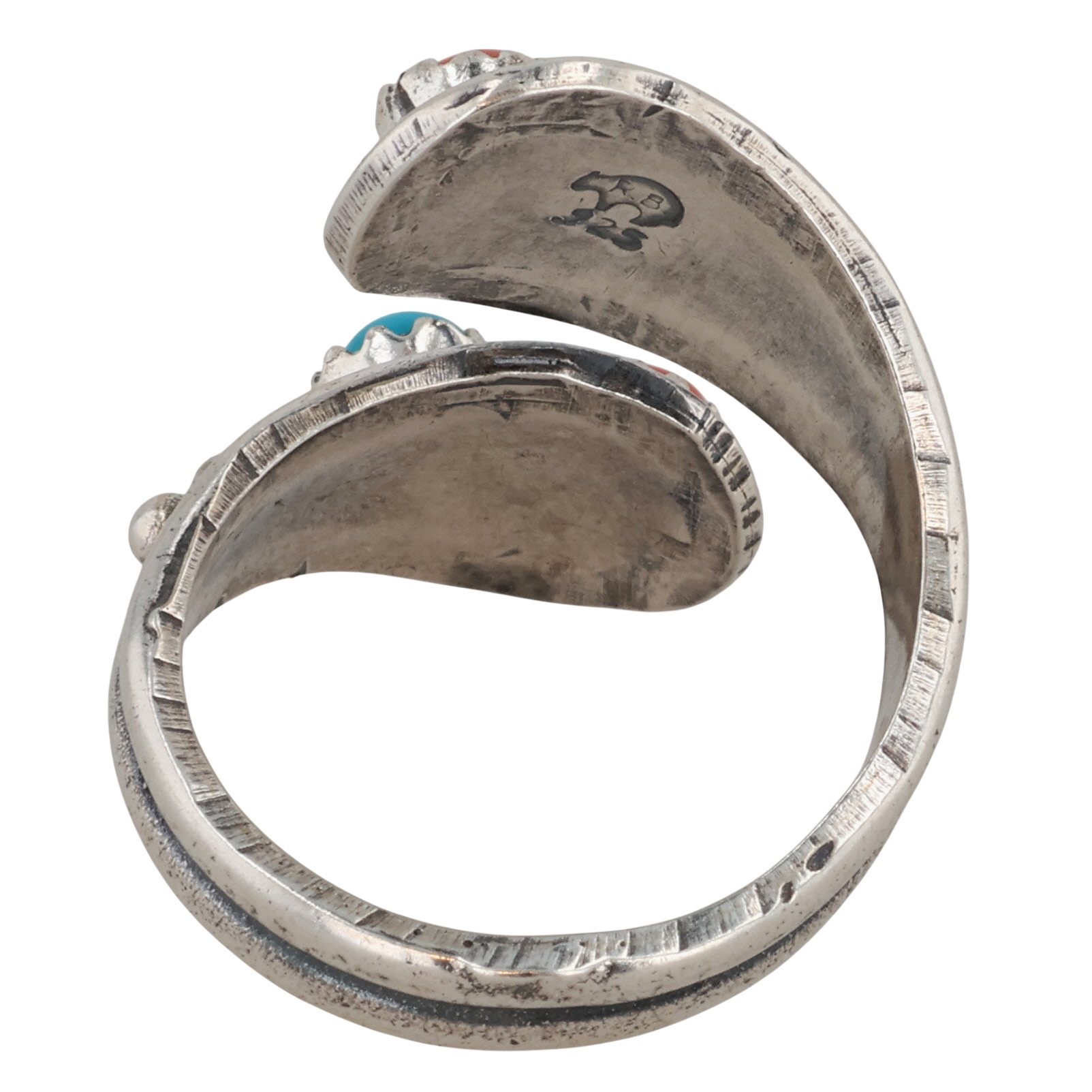 Genevieve Francisco Navajo Sterling Turquoise Coral Adjustable Ring