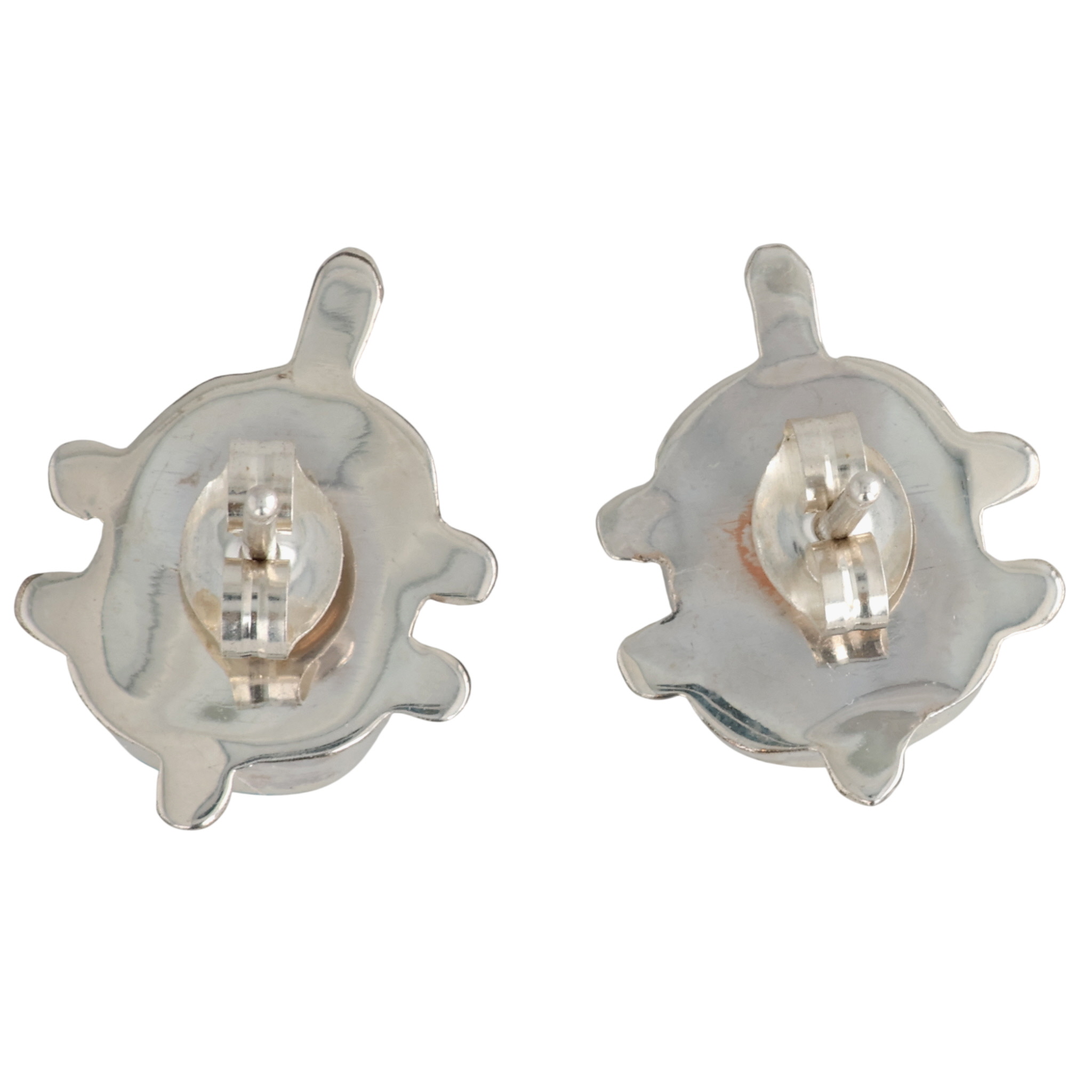 Sarah Bowannie Zuni Sterling Opal Turtle Earrings