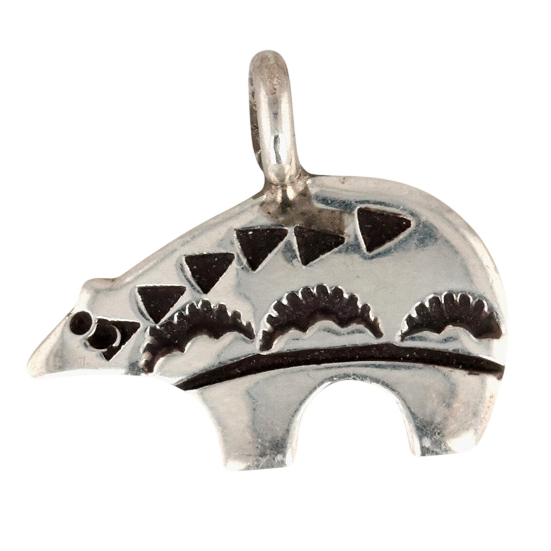 Norman Woody Navajo Sterling Stamped Bear Pendant