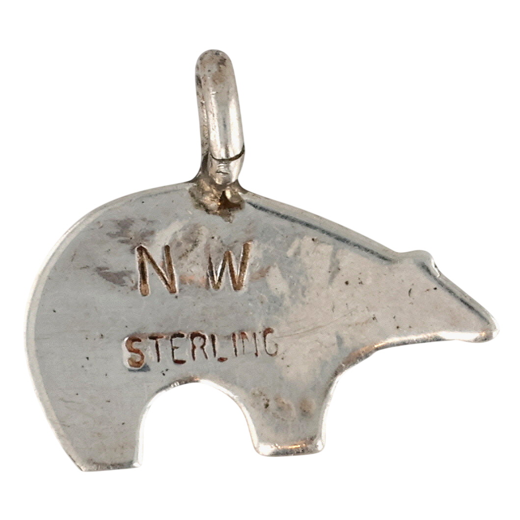 Norman Woody Navajo Sterling Stamped Bear Pendant