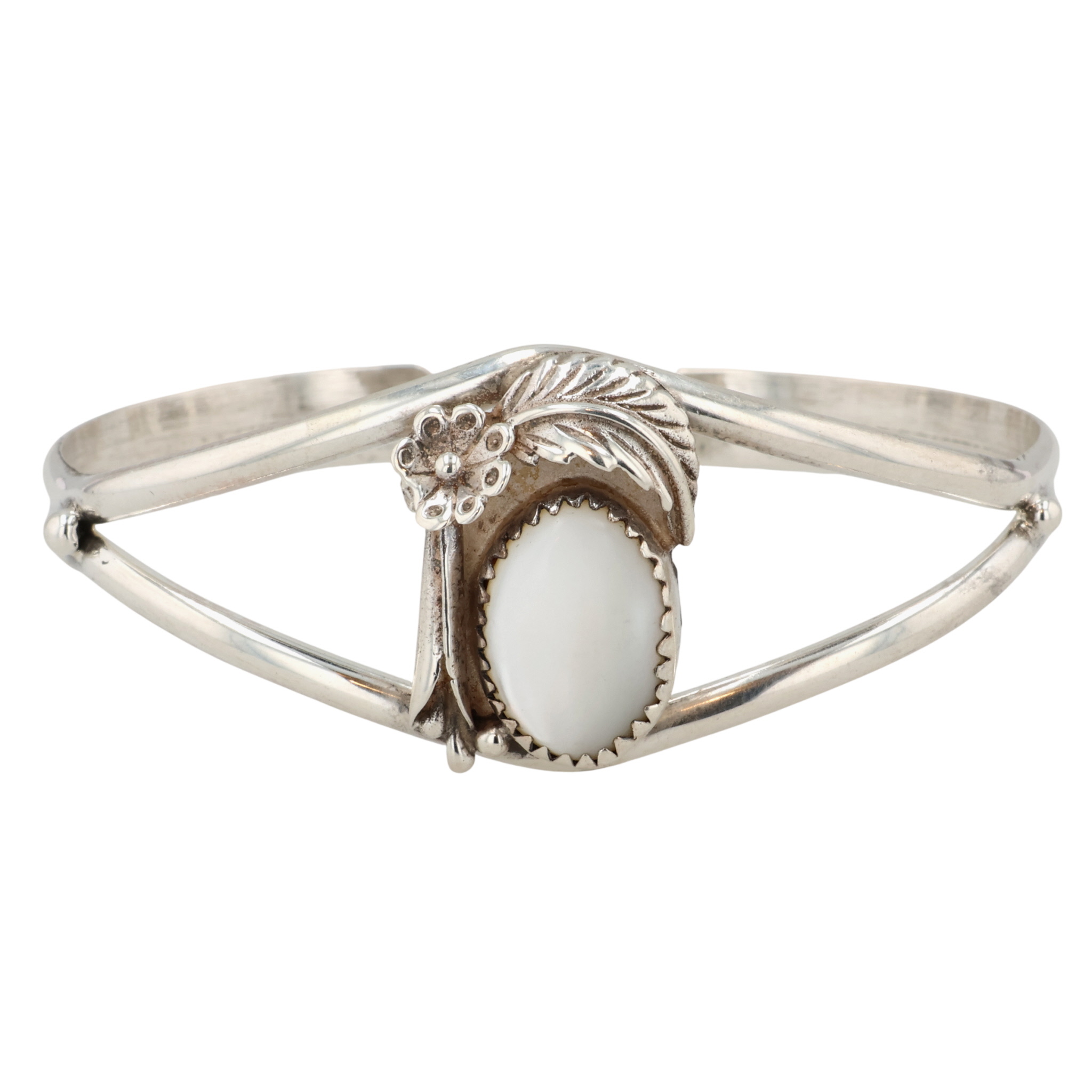 Navajo Sterling Mother of Pearl Cuff Bracelet
