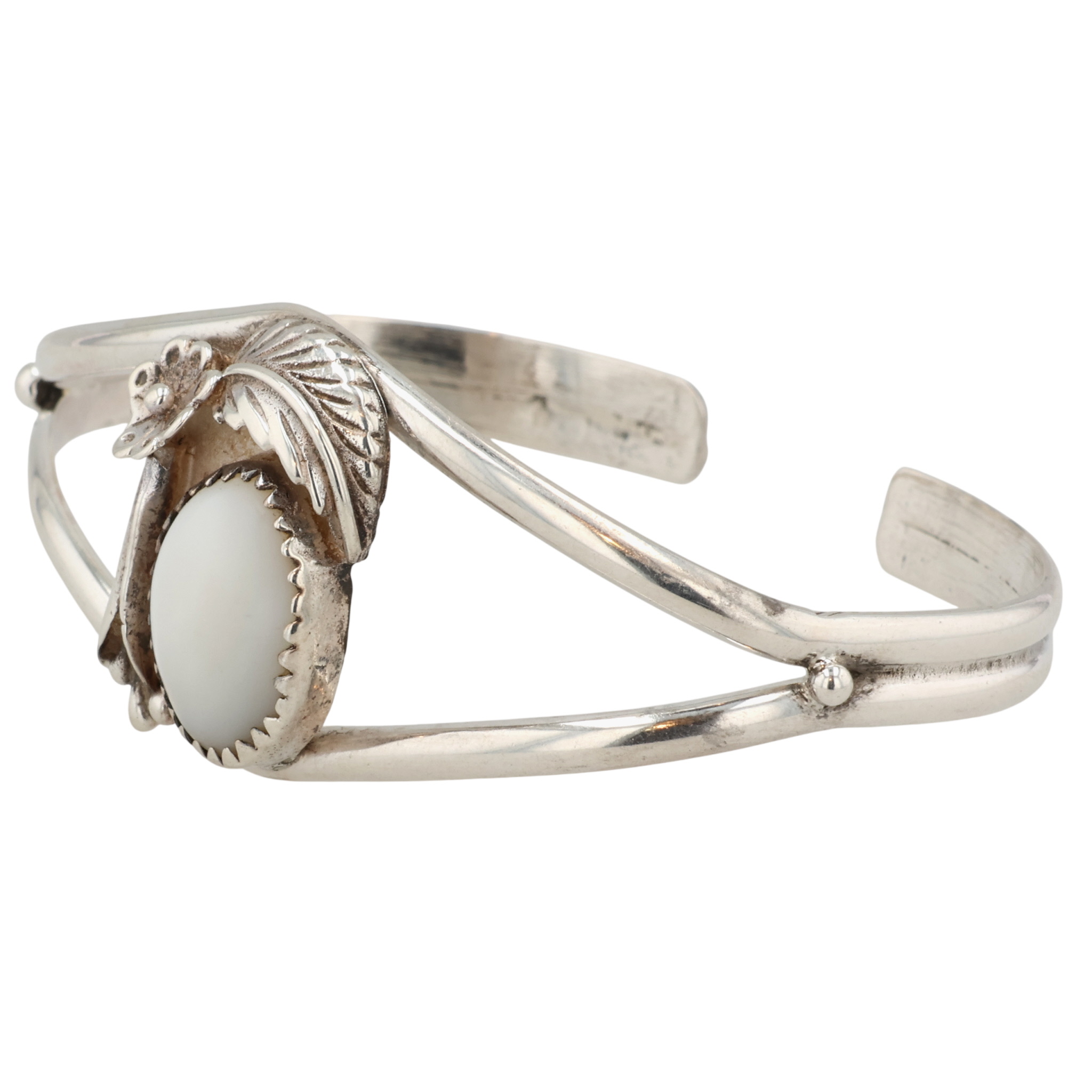 Navajo Sterling Mother of Pearl Cuff Bracelet