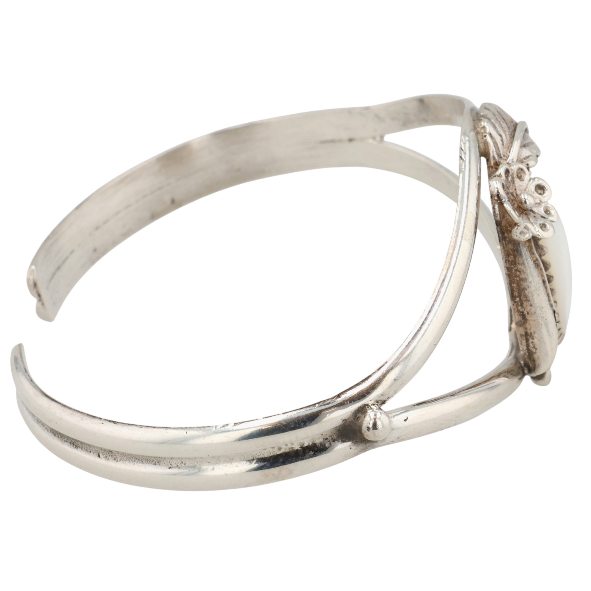 Navajo Sterling Mother of Pearl Cuff Bracelet