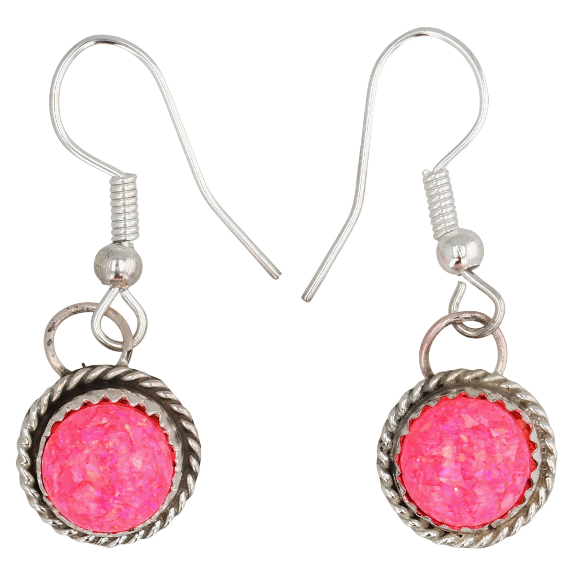 Esther White Navajo Sterling Pink Opal Earrings