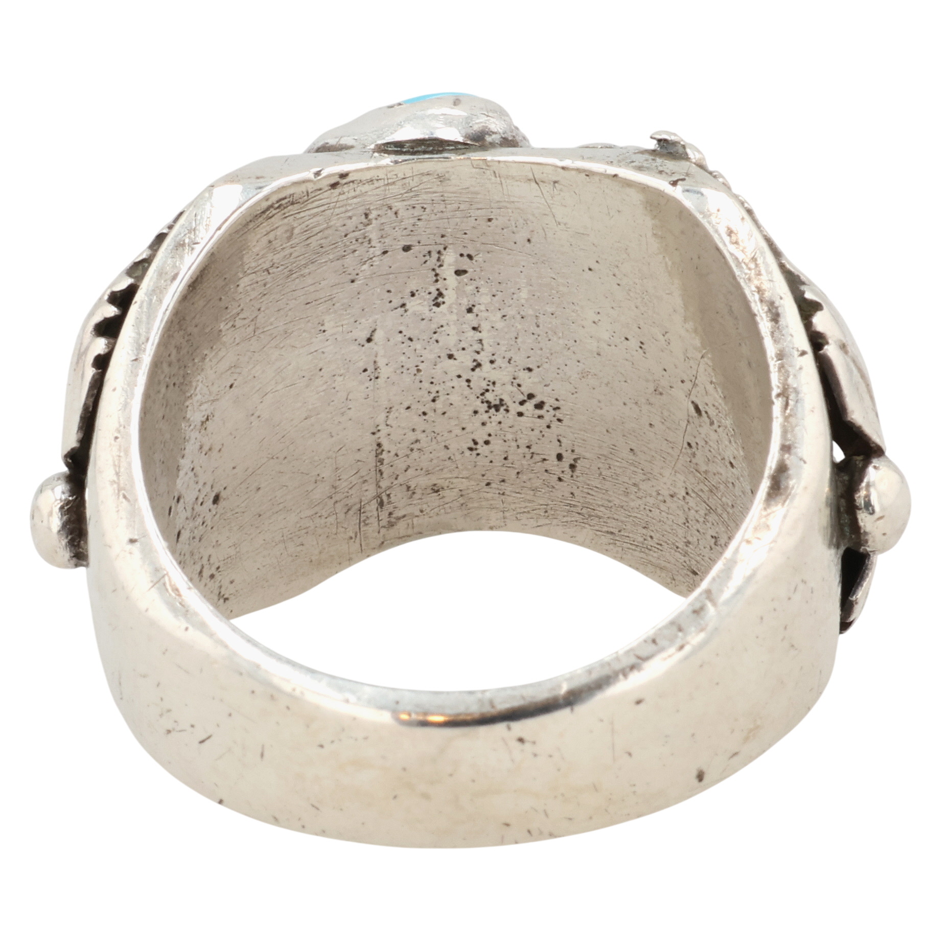 Navajo Sterling Coral Turquoise Ring Sz 10