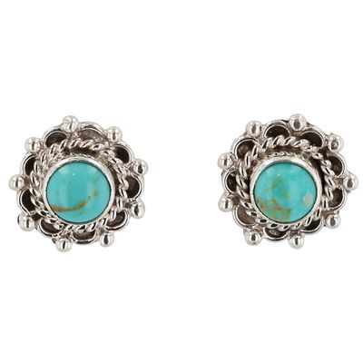 Theresa Smith Navajo Sterling Kingman Turquoise Earrings. Theresa Smith Navajo for Running Bear 