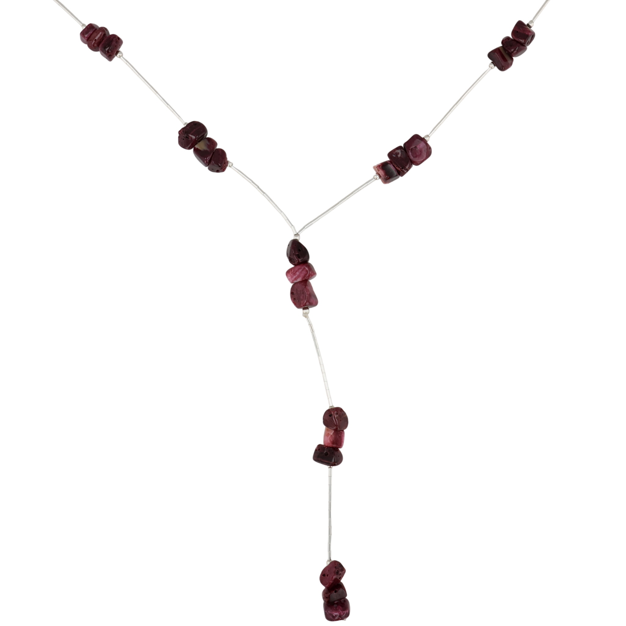 Southwest Sterling Purple Spiny Oyster Liquid Silver Lariat Necklace