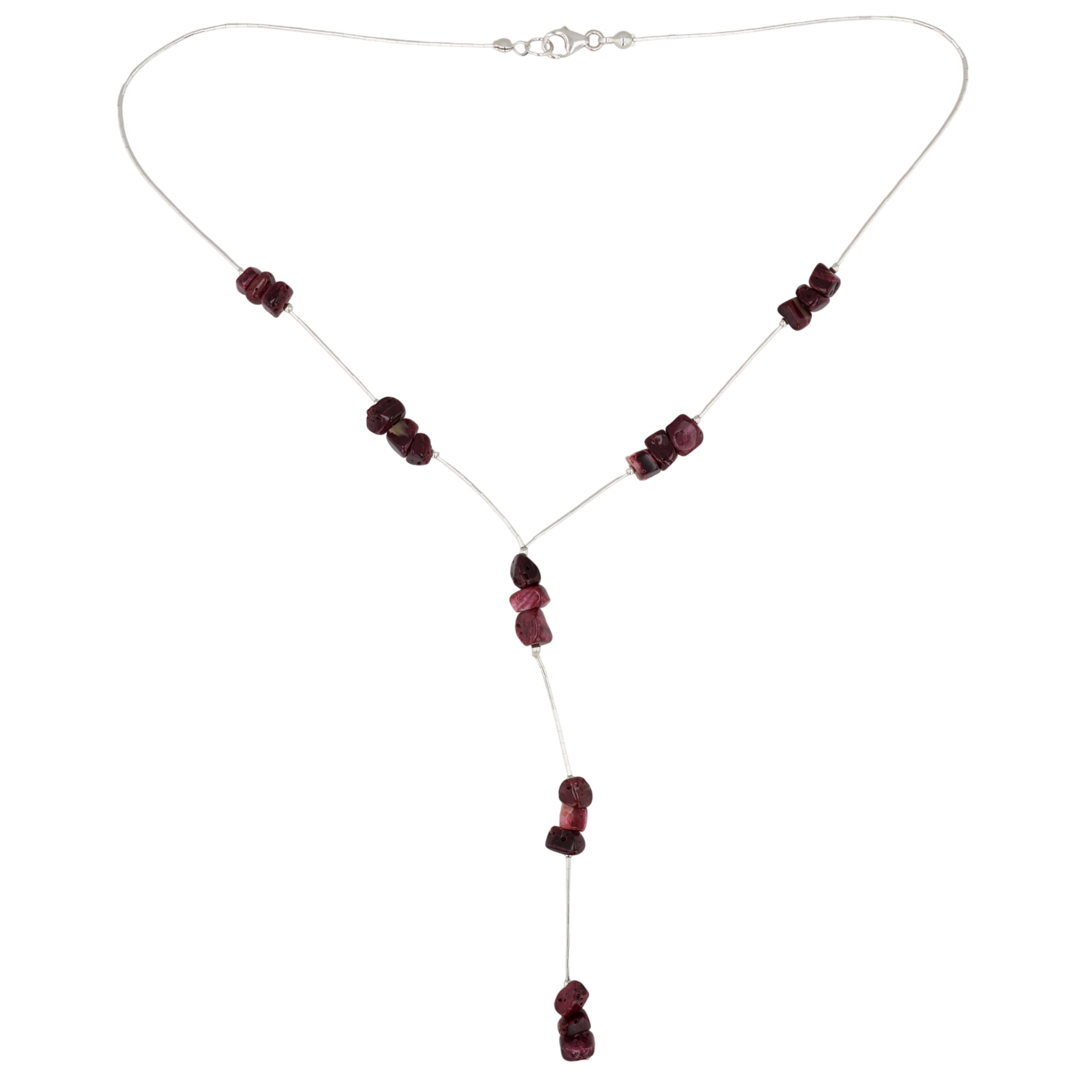 Southwest Sterling Purple Spiny Oyster Liquid Silver Lariat Necklace