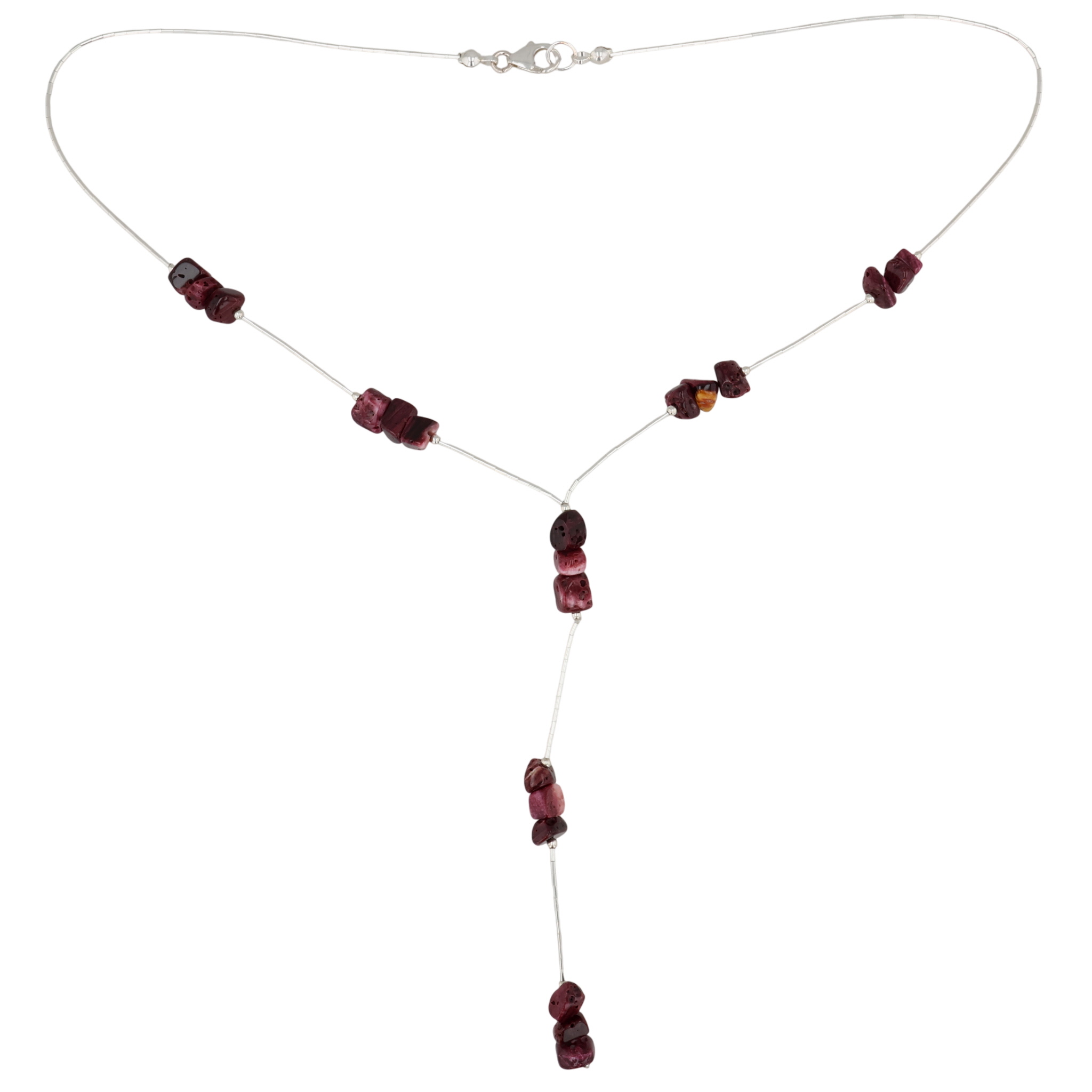 Southwest Sterling Purple Spiny Oyster Liquid Silver Lariat Necklace