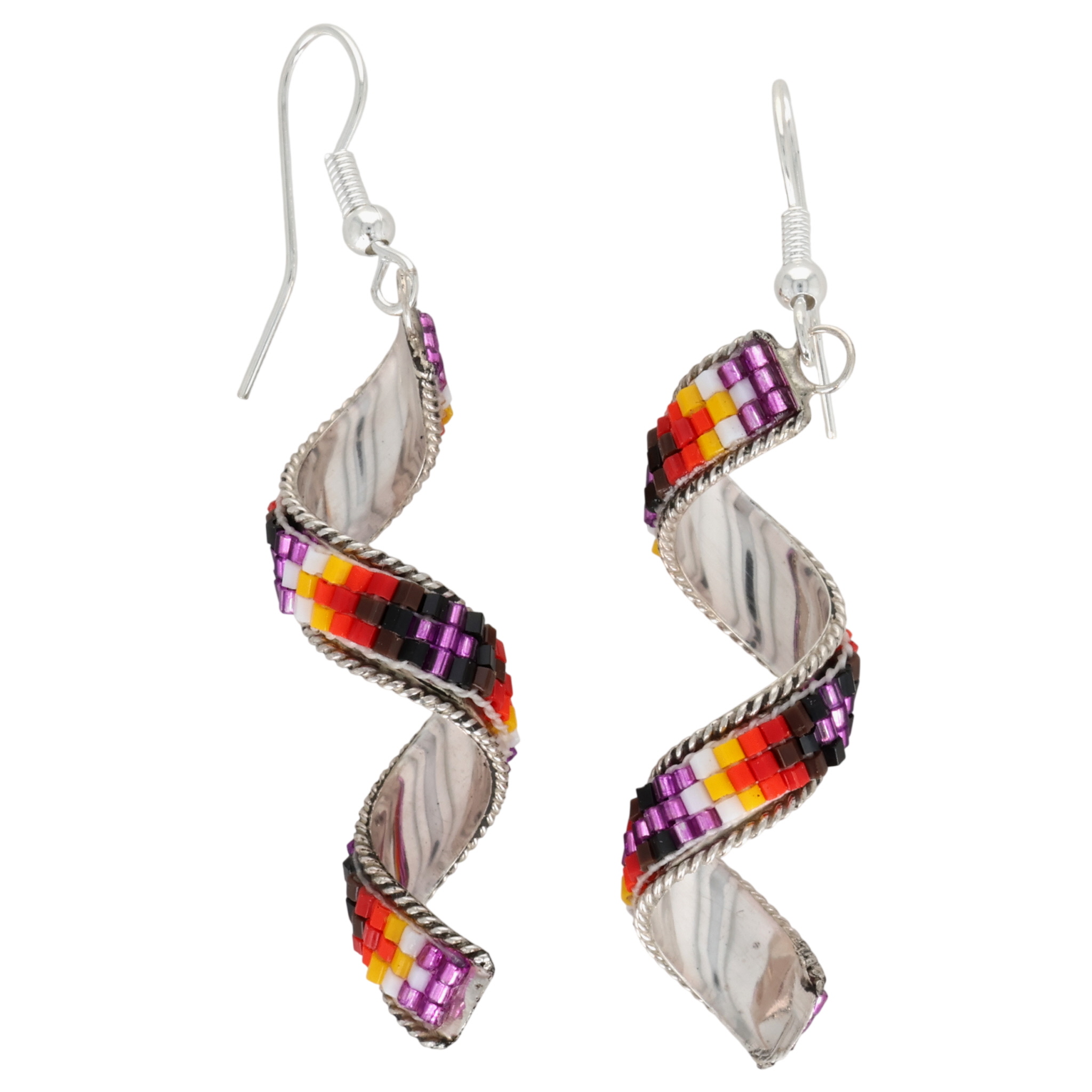 Lucille Romone Navajo Sterling Microbead Spiral Earrings