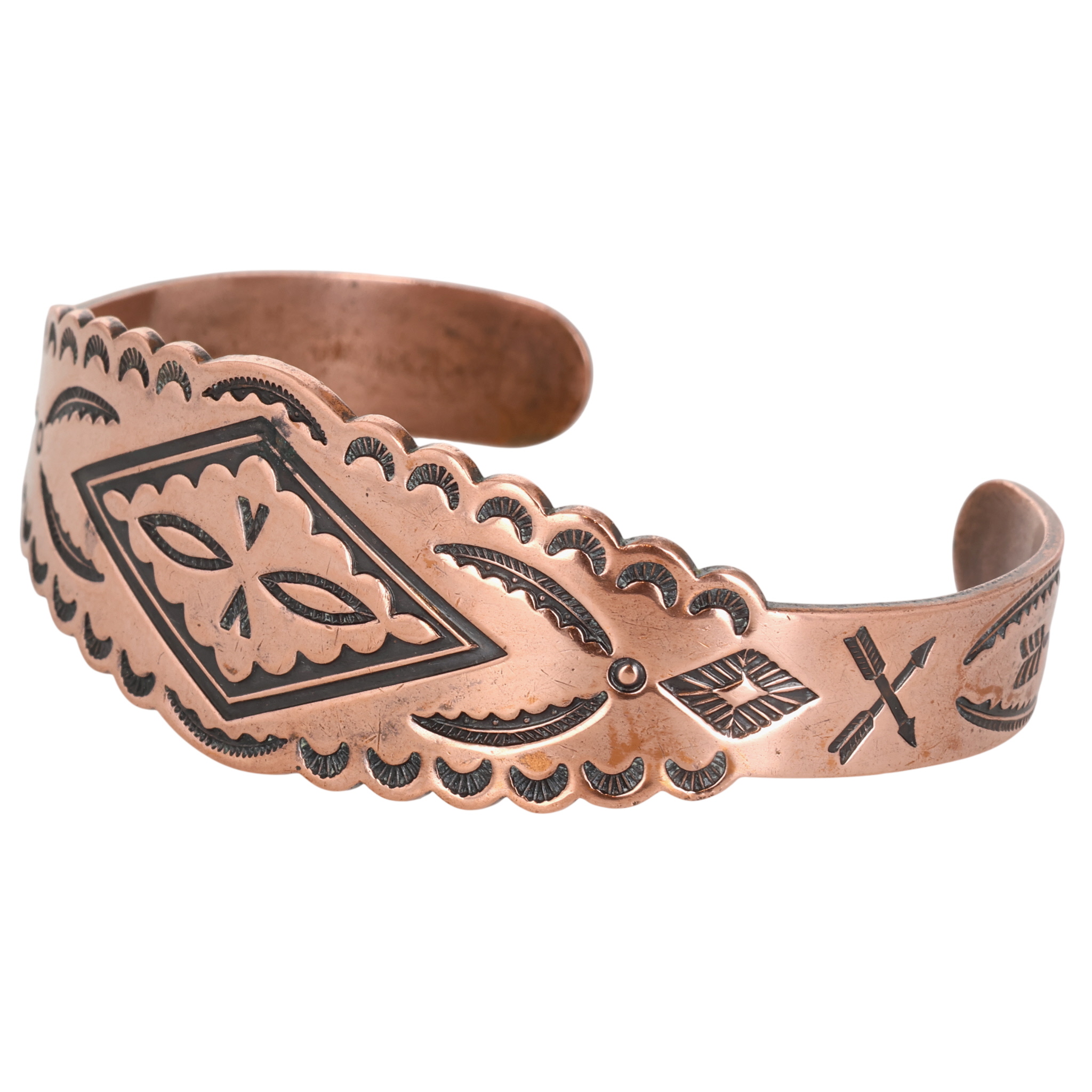 Navajo Copper Stamp Work Cuff Bracelet