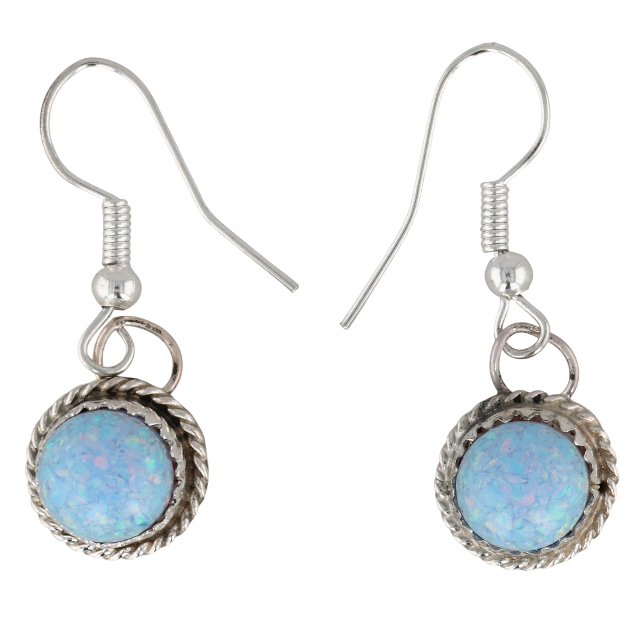 Esther White Navajo Sterling Opal Earrings