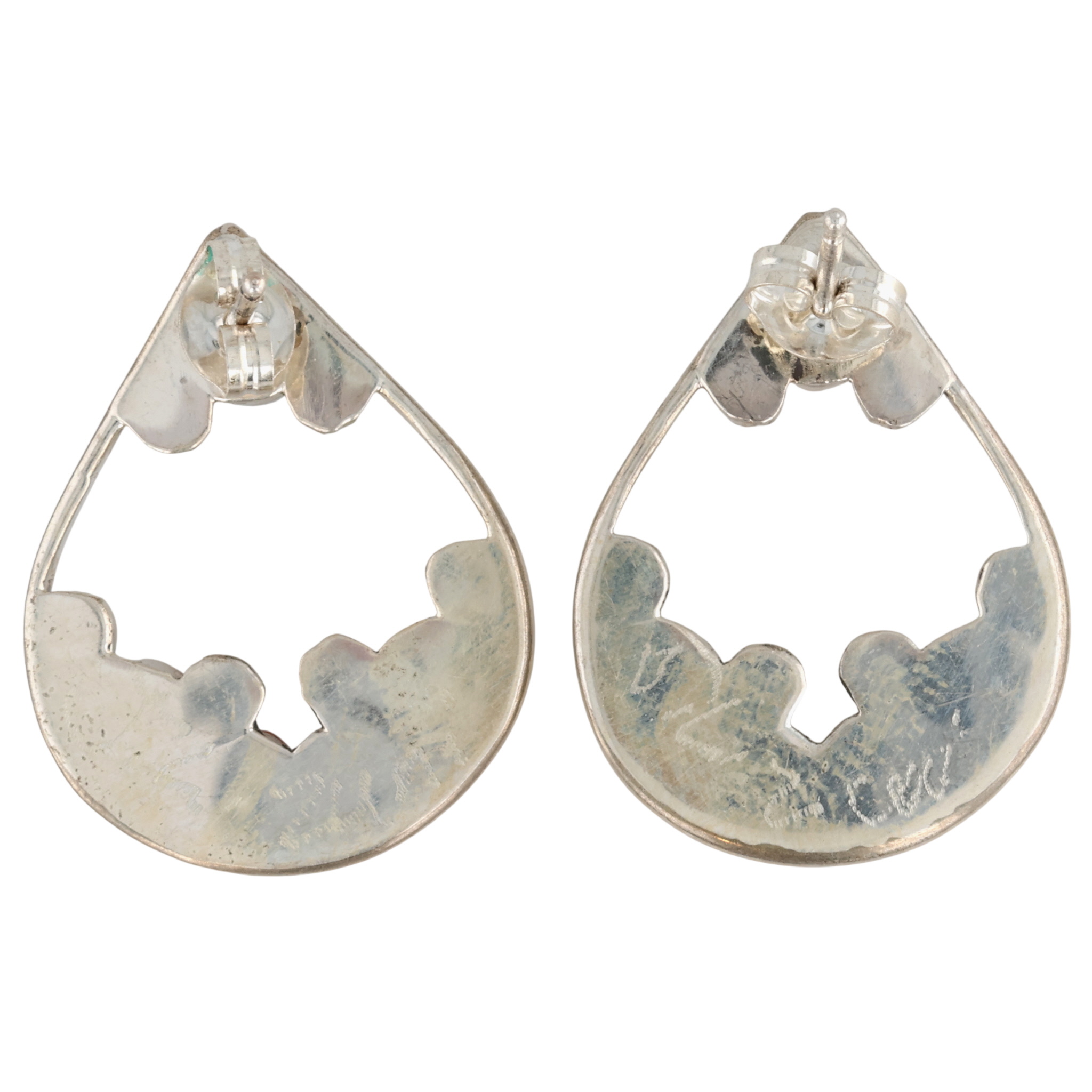 Janice Lalio Zuni Sterling Multi-Stone Inlay Sunface Earrings